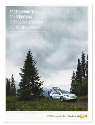 2012 Chevy Volt Environmentally Conscious Car Full-Page Print Magazine Ad