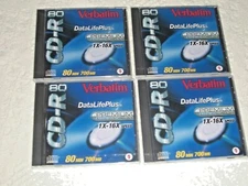 (935)  Lot of 4  CD-R 80 - Verbatim 700 MB - 80 MIN 1x-16x SPEED -DataLifePlus  
