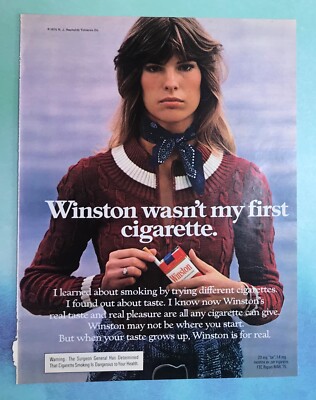 winston cigarette ads 1970 vintage 1970s magazine Ad Cigarettes TASTE WINSTON LIGHTS mancave Winston Cigarette 1977 Ad 