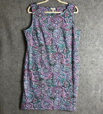 NEW Talbots Dress Women's Petite PL Purple Floral Medallion Print Scalloped Neck