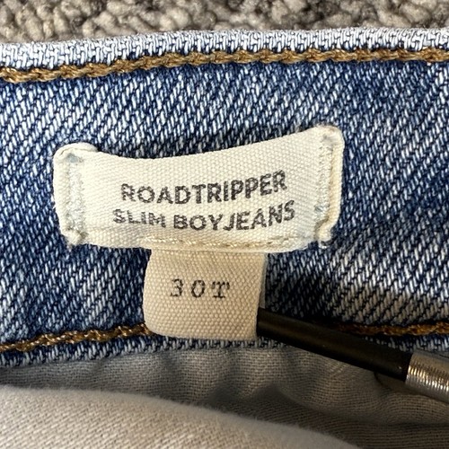 Madewell Jeans Womens Sz 30T Blue Distressed Roadtripper Slim Boy Stretch Tall - Picture 12 of 15