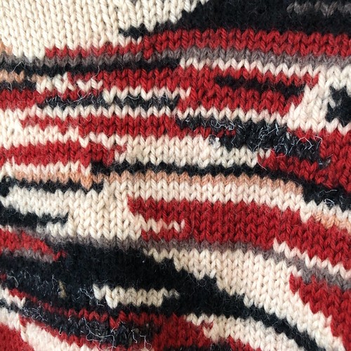 Hand Knitted Jumper Size M-L Red Black Wool Handmade Knit Sweater Pullover - Picture 8 of 9