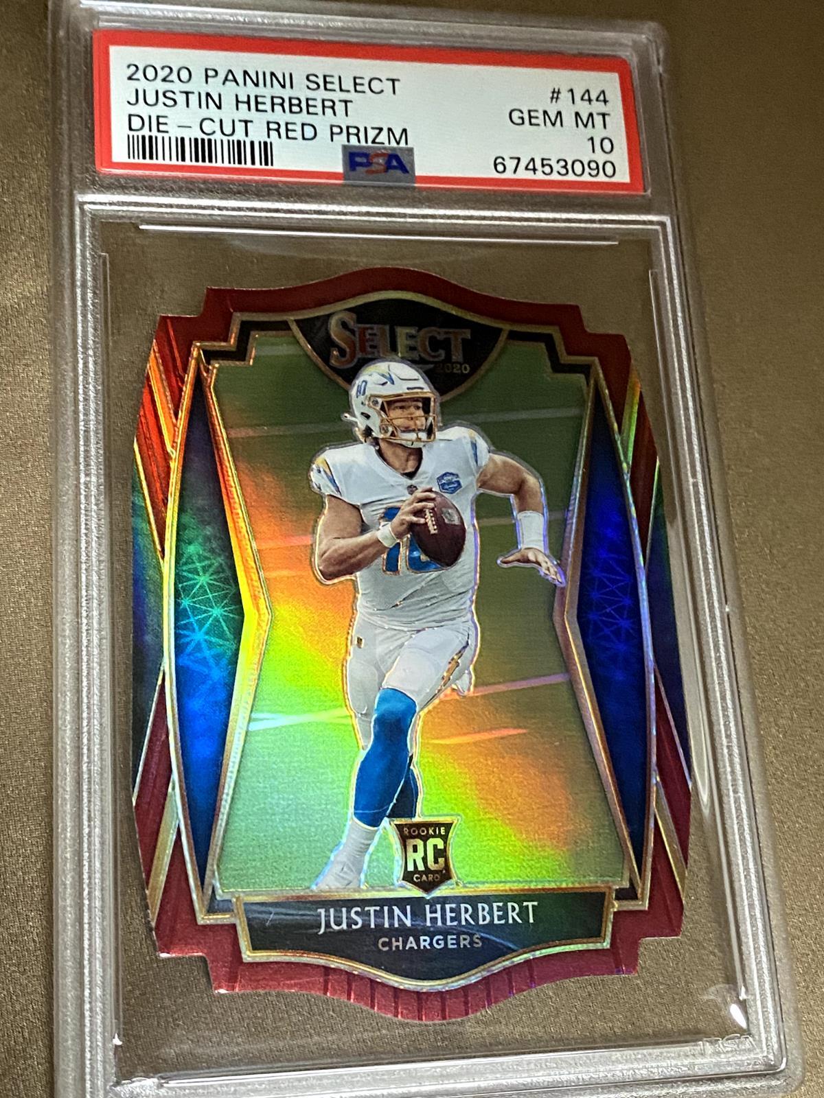 2020 Panini Select Die Cut Red Prizm RC Justin Herbert #144 PSA 10 Gem MT