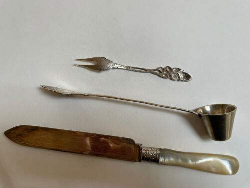 Konvolut Besteck Silber 830 Messer Perlmutt antik - Bild 2 von 4