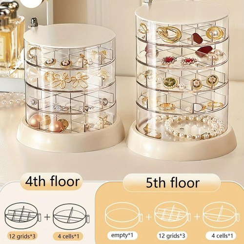 Organizer Scatola Gioielli Plastica 5 Strati Collana Rotonda Multicolore Moderna Media - Foto 14 di 26