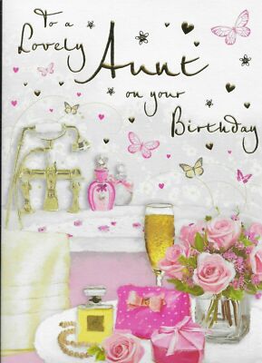 Glückwunschkarte Happy Birthday für Tante mit Bad & Rosen von Regal Verlag