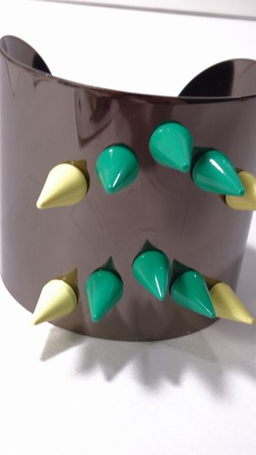 Joomi Lim Damen Rhodium Emaille Armreif Armband Neu in Verpackung 275 $ Rotguss grün gelb - Bild 7 von 21