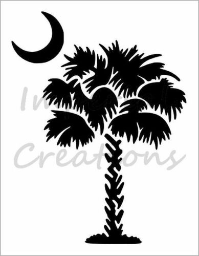 PALMETTO TREE Palm Moon South Carolina Flag 8.5 x 11 Stencil Sheet NEW S506 - Afbeelding 1 van 2