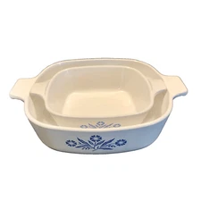 Corning Ware Blue Cornflower White  1 Qt. Casserole Dish P-1-B & 1 3/4 Cup Mini 