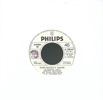 45 GIRI ROBERTO VECCHIONI / DEMIS ROUSSOS - PURE THIS E' AMORE / THIS SONG