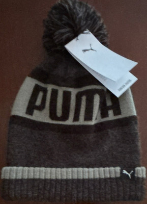 PUMA Knit Pom-Pom Beanie Hat Gray Beige Black Men Sports Winter Casual