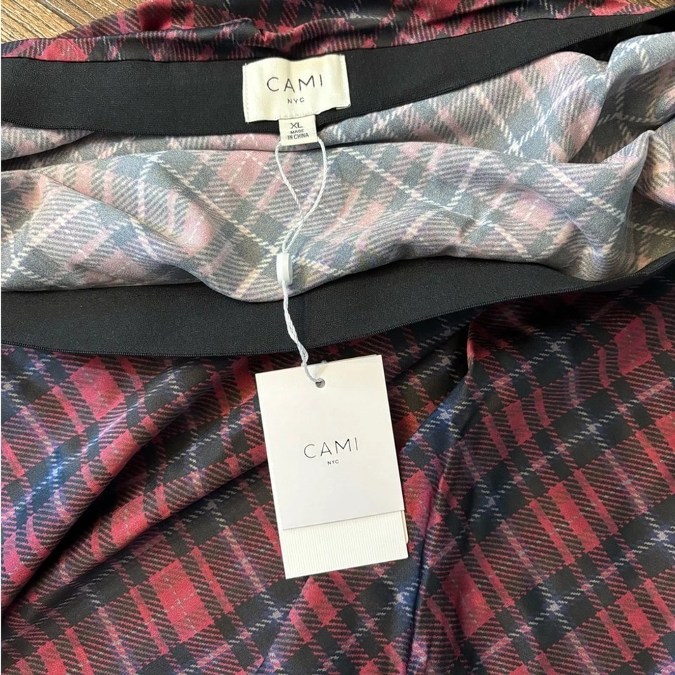 Maxi Falda CAMI NYC Aviva Tartán Escocés Elastizada Mezcla Seda XL NUEVA CON ETIQUETAS Foto 4 de 4