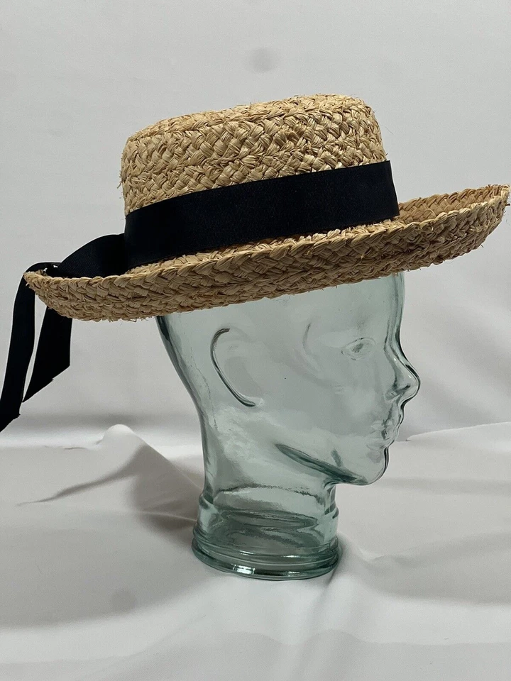 NUEVO Sombrero Colección Scala Para Mujer Talla Única Fibra Bronceada con Pajarita Negra Parasol Foto 4 de 4