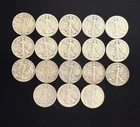 Walking Liberty Half Dollar Mixed dates 90% Silver 18 Coin Lot
