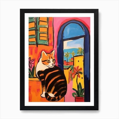 Gemälde einer Katze in Casablanca Mor gerahmtes Wandbild Poster Leinwanddruck Bild