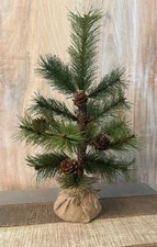 Farmhouse Primitive Sparce Feather Style CHRISTMAS TREE WITH PINE CONES 12"