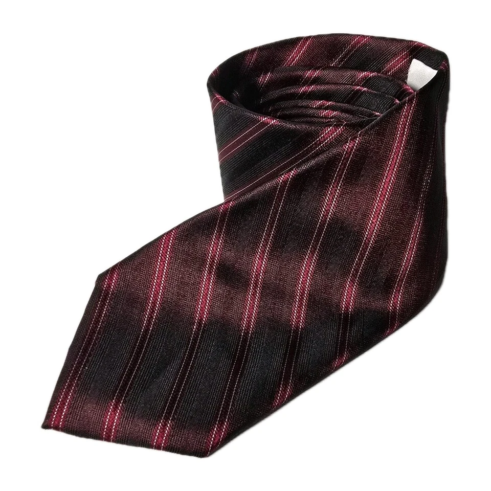 Corbata de seda Calvin Klein borgoña a rayas ancho 3 pulgadas 57 pulgadas Foto 2 de 4