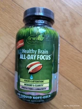 Irwin Naturals Healthy Brain All-Day Focus Memory 60 Liquid Soft-Gels Exp 4/26 