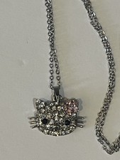 Hello Kitty Silver Pendant and Rinestone Necklace