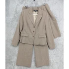 Signature by Larry Levine Suit Set Womens 14 Brown Houndstooth 3 Piece Office