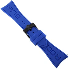 26mm Glam Rock High Quality Blue Stitched Silicone Curved End Watch Band