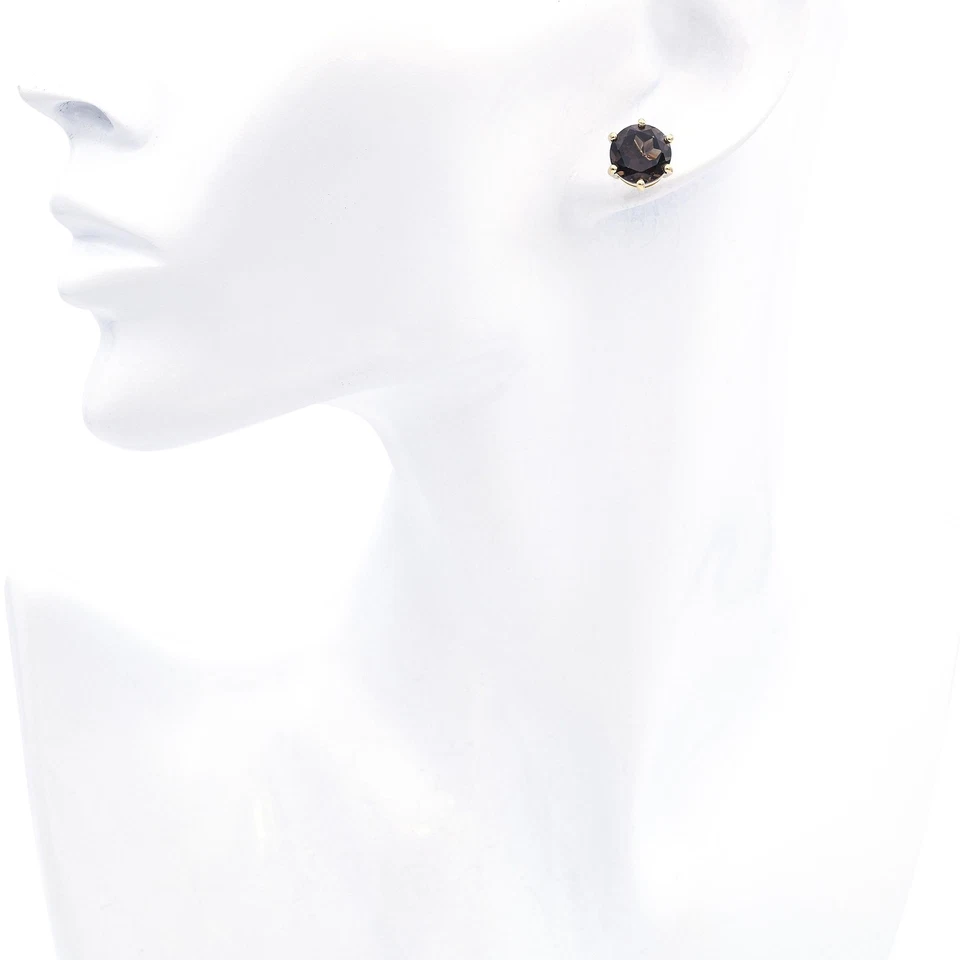 Aretes vintage de cuarzo ahumado de oro amarillo de 14k 6,68tcw Foto 3 de 4