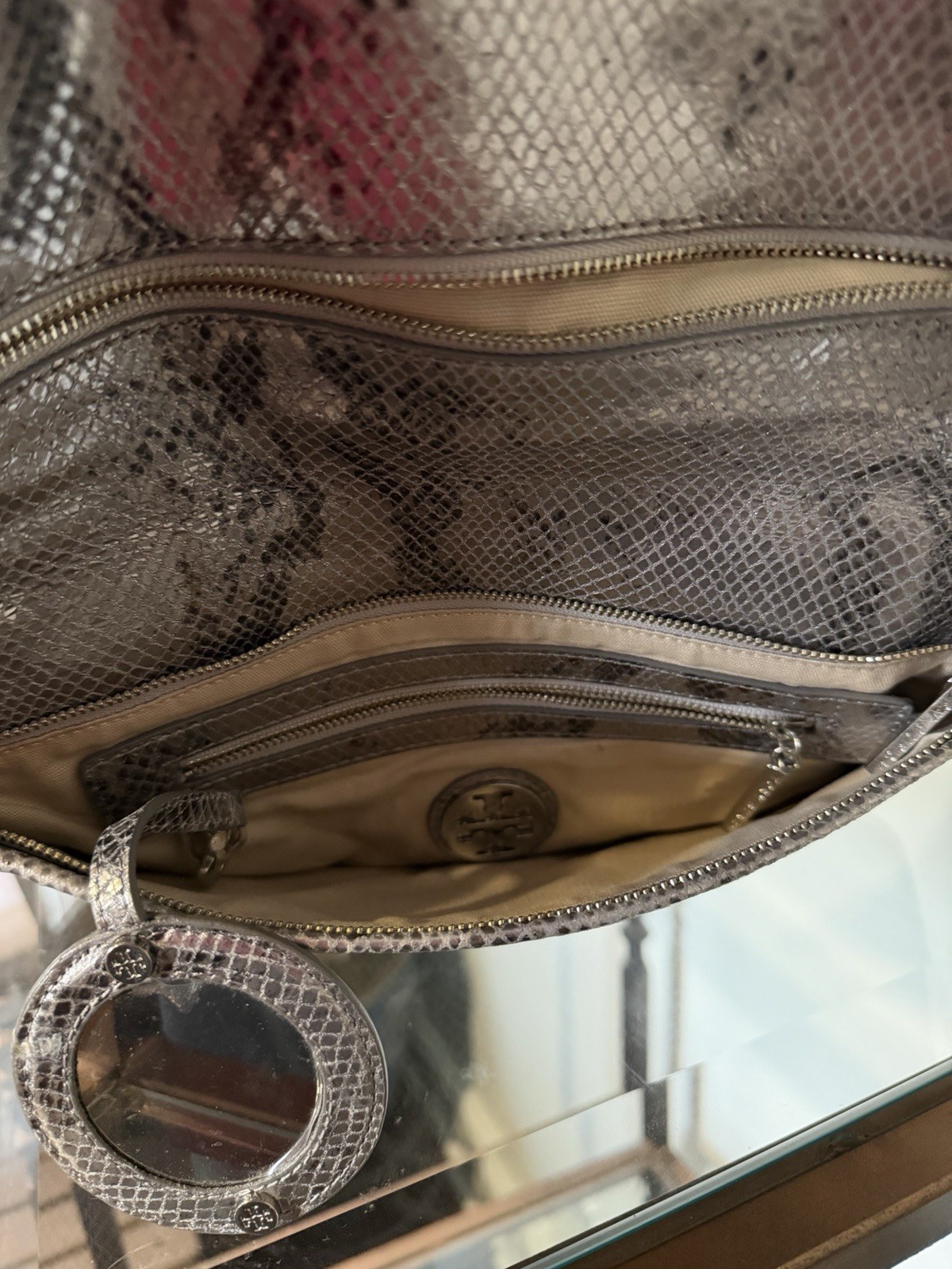 TORY BURCH Silver Audra Reva Python Snake Leather… - image 8