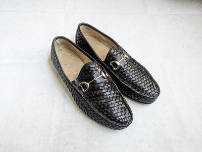 Gucci Horsebit Loafers Black Leather Woven Men 9.5 Snaffle Gucci Horsebit Loafers Black Men 9.5 Leather Woven Dress  main image 2