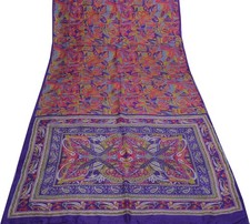 Sushila Vintage Indian Saree 100 Pure Silk Printed Soft Craft 5 Yard Fabric