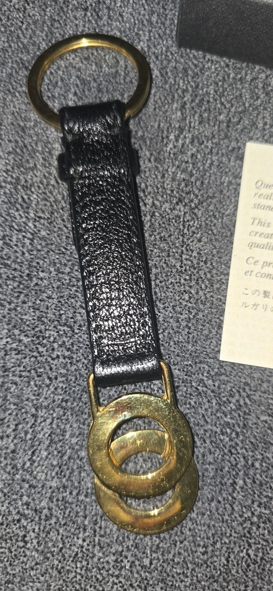 BVLGARI Keyring  Black/Gold-Tone ORIGINAL BOX AUTHENTIC CARD