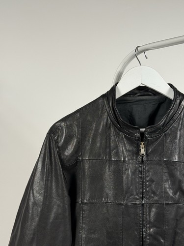 Hugo Boss Goat Leather Jacket Mens XL Black Bomber Full Zip - Picture 3 of 20