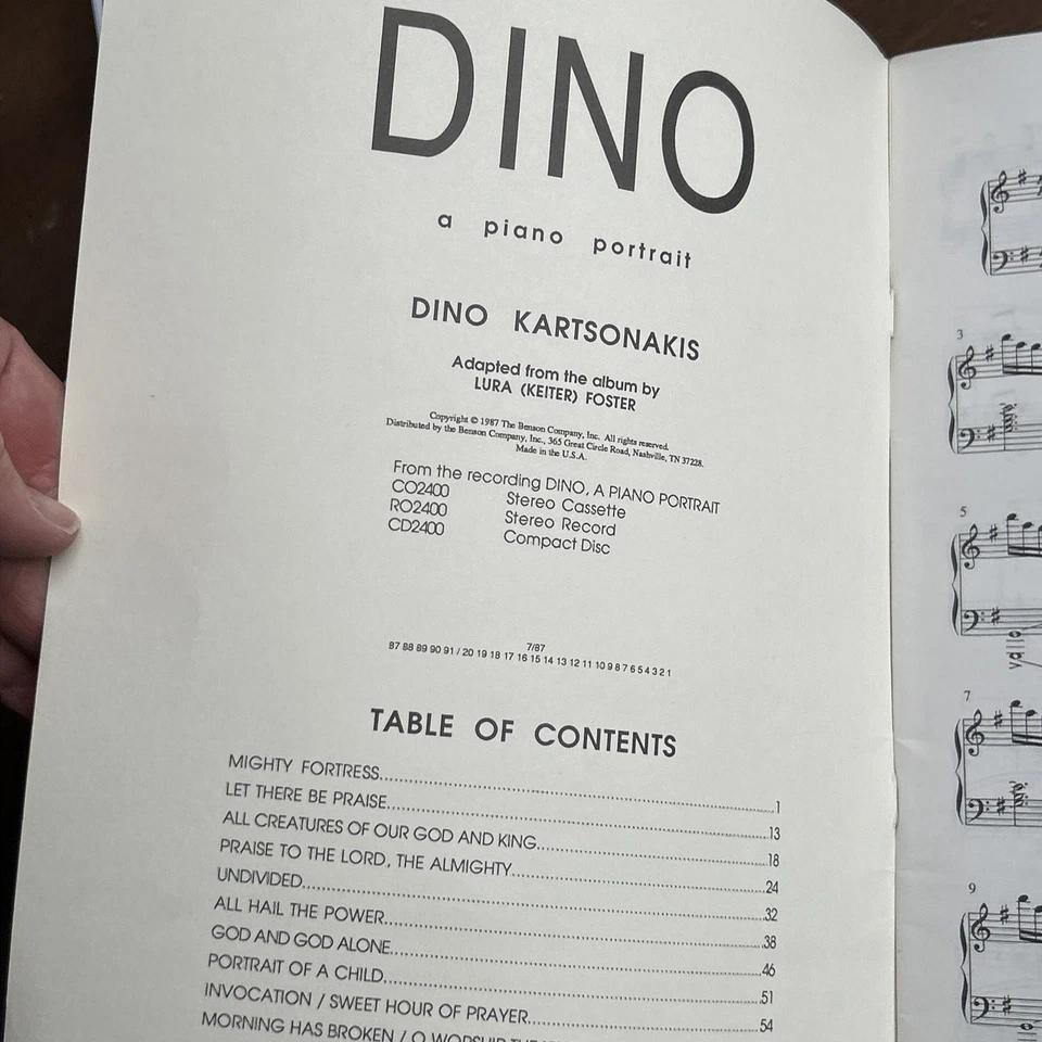 Dino Kartsonakis A Piano Portrait Songbook Piano arrangements 1987 Benson Music - Image 3 of 4