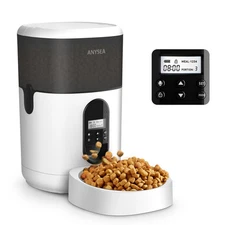 Smart Automatic Cat Feeder, 4L Timed Pet Feeder for Cats with LCD Display, Au...