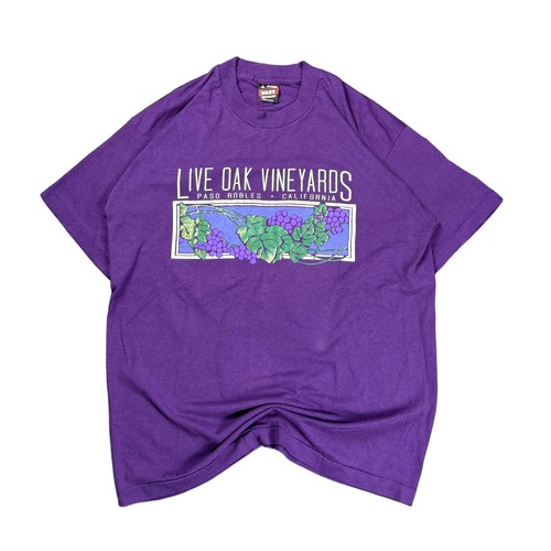 Vintage Single Stitch Live Oak Vineyards 90s Paso Robles Tee Purple L