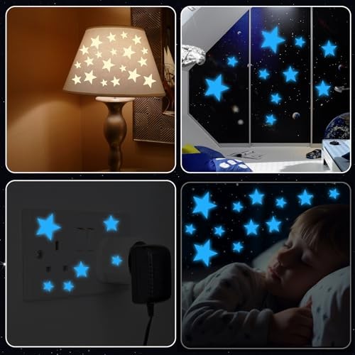 Glow in Dark Stars Stickers for Ceiling Kids Room Decor 3 Sheets Moon Wall - Picture 7 of 8