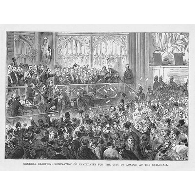 Nominierung von Parlamentswahlkandidaten im Zunftsaal - antiker Druck 1898