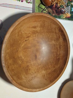 Vtg Farmhouse Rustic Large Thurnauer Hand Turned Wood Bowl (As Found)