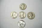 LOT OF 5 1944d 51d 52d 55 64  90% Silver Washington Quarters.