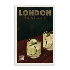 London England Cocktail Framed Giclee Wall Art Design by The Whiskey Ginger, ...