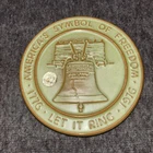 Vintage Frankoma Pottery LB-TR Trivet Liberty Bell Let It Ring 1776 Green Brown