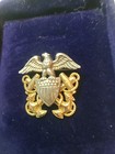 Vintage Sterling Silver & 1/20 10K GF Gold US Navy Officers Cap Badge Pin "NICE  — photo 3