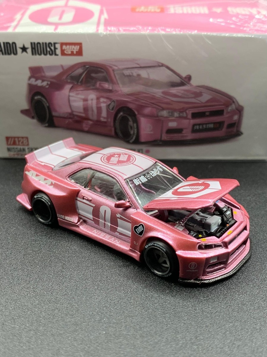 Kaido House x Mini GT Nissan GT-R R34 Kaido Racing Factory V1 Pink