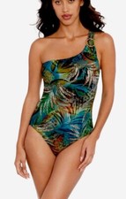 188 Amoressa By Miraclesuit Size 8 One-Piece/Shoulder Tellicherry Swimsuit