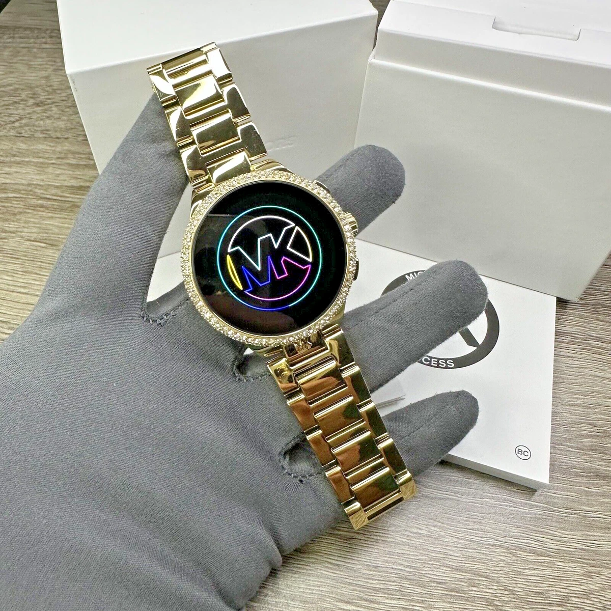 NEW Michael Kors Gen 6 Camille Pave Gold Smartwatch Stainless