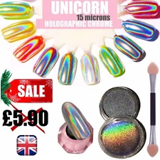 UNICORN NAIL POWDER HOLOGRAPHIC EFFECT MIRROR HOLO CHROME NAILS PIGMENT 15µ! Q15