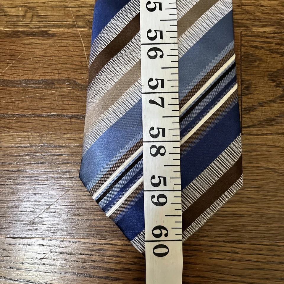 Классический мужской галстук Kenneth Cole Reaction синий коричневый 100% шелк - Изображение 3 из 4