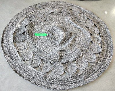 CHARCOAL 5' X 5' Round Broken Thread Rug, Reduced Price 1172739626 CAP225H-5R