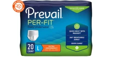 20ct Prevail Per-Fit Daily Protective Underwear Unisex Diaper Large 44-58" Waist