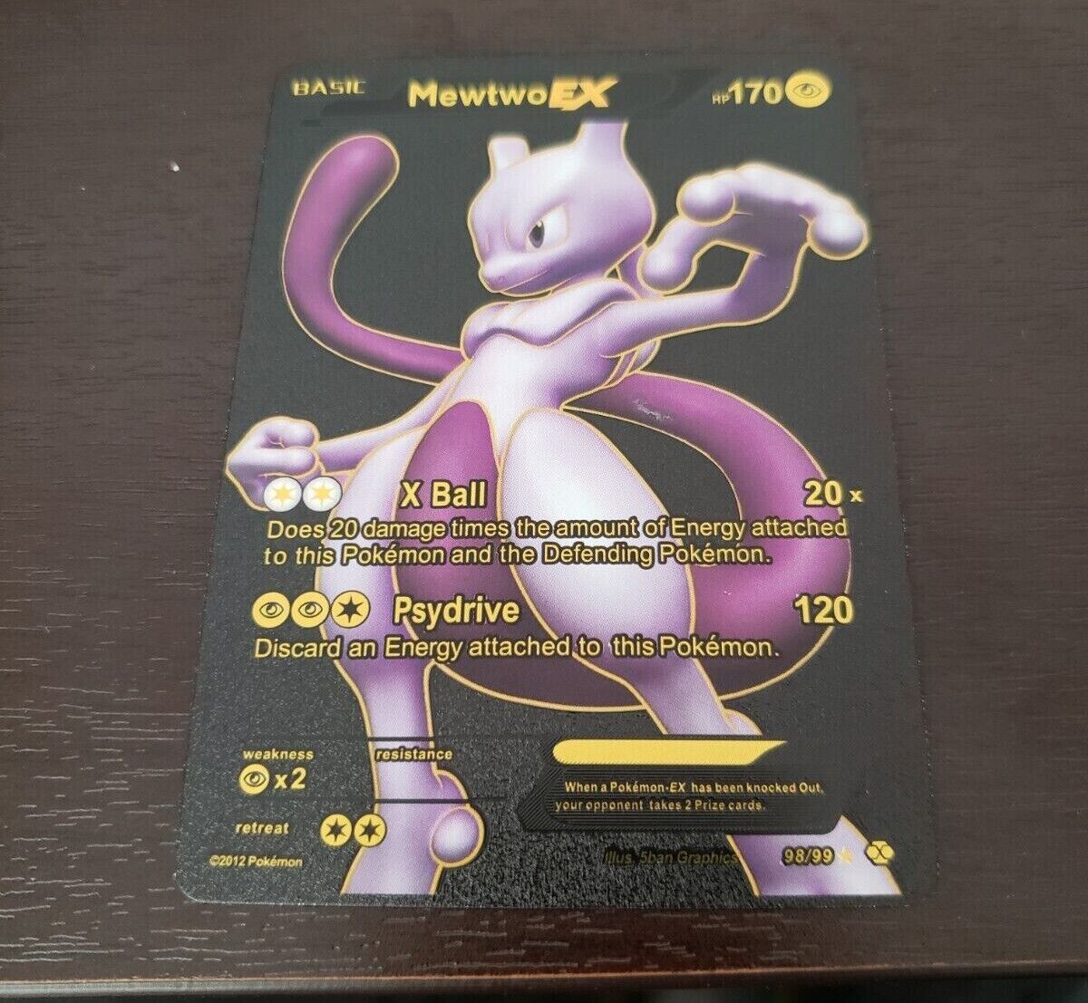 Pokemon Mewtwo EX HP 170 Black Foil Fan Art Card 98/99