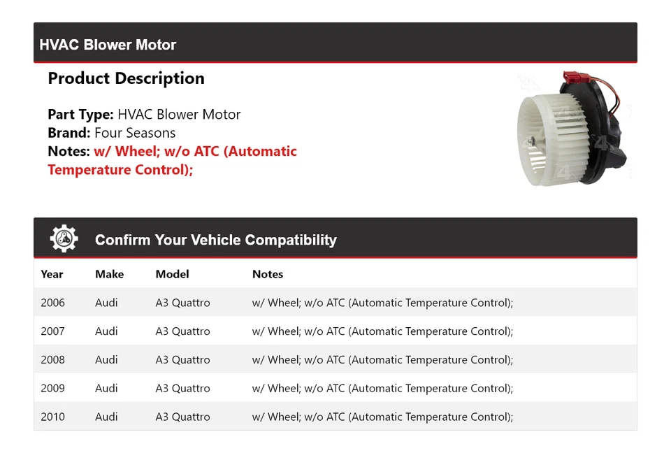 Motor soplador de climatización para Audi A3 Quattro 2006-2010 4 estaciones 2007 2008 2009 Foto 2 de 4